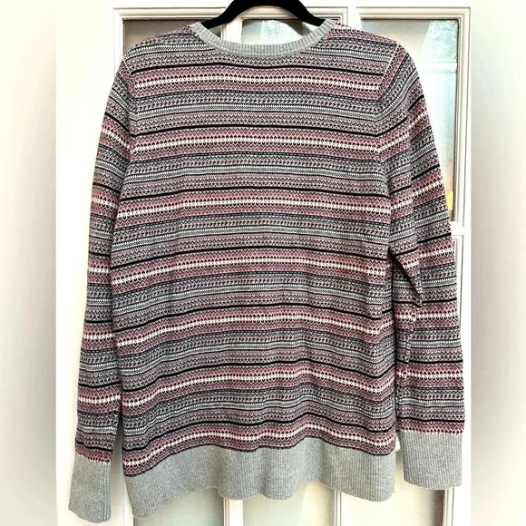 Vintage L.L. Bean Fair Isle Ski Nordic Cashmere Blend Cardigan Size Large L - Picture 2 of 11
